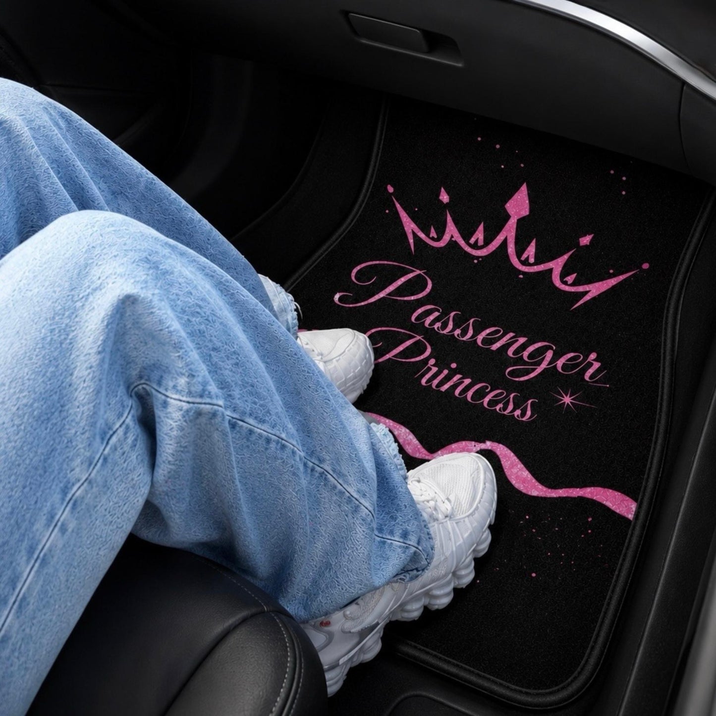 Passenger Princess Car Floor Mat - Cute Car Accessories for Women – Funny Gift for Her, Girlfriend, Wife, Crown Design, Universal Fit Front Seat Mat, Non-Slip Nylon & TPR Backing