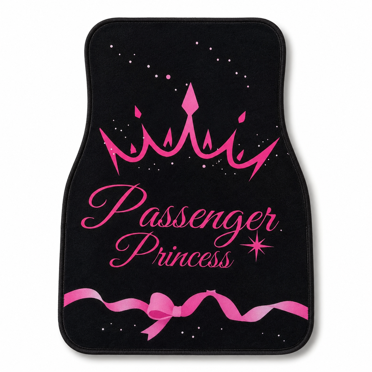 Passenger Princess Car Floor Mat - Cute Car Accessories for Women – Funny Gift for Her, Girlfriend, Wife, Crown Design, Universal Fit Front Seat Mat, Non-Slip Nylon & TPR Backing