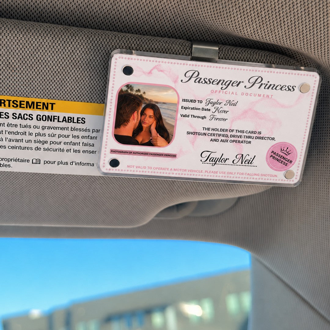 Custom Passenger Princess ID card design with couples photo and name 
